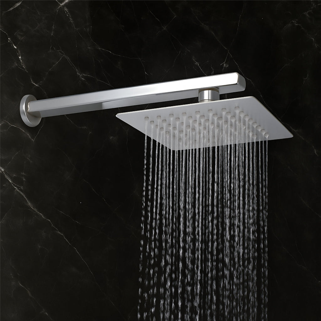 Ultra (6x6 Inches) 304- Grade Stainless Steel Chrome Finish Overhead Shower With Arm (12 Inch)