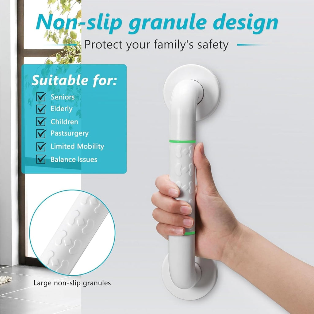 Fossa 24 Inch 304 Stainless Steel Luminous Grab Bar Wall Mounted Safety Balance Handle | Non-Slip for Elderly, Kids | Strong Load Bearing Armrest- Pack of 1 White (Matte Finish)