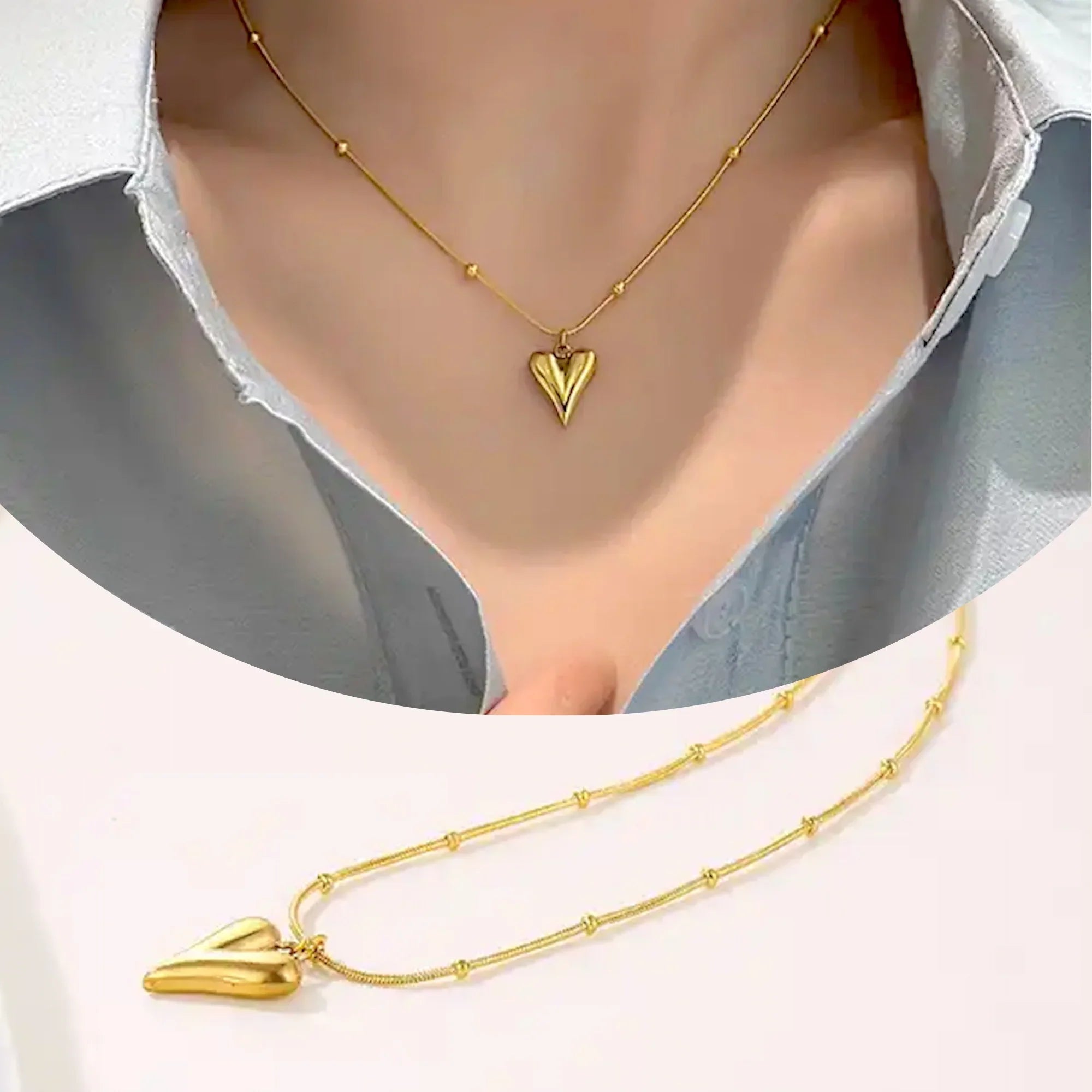 Heart Ball Pendant Necklace Dainty Love Charm Jewelry Gift