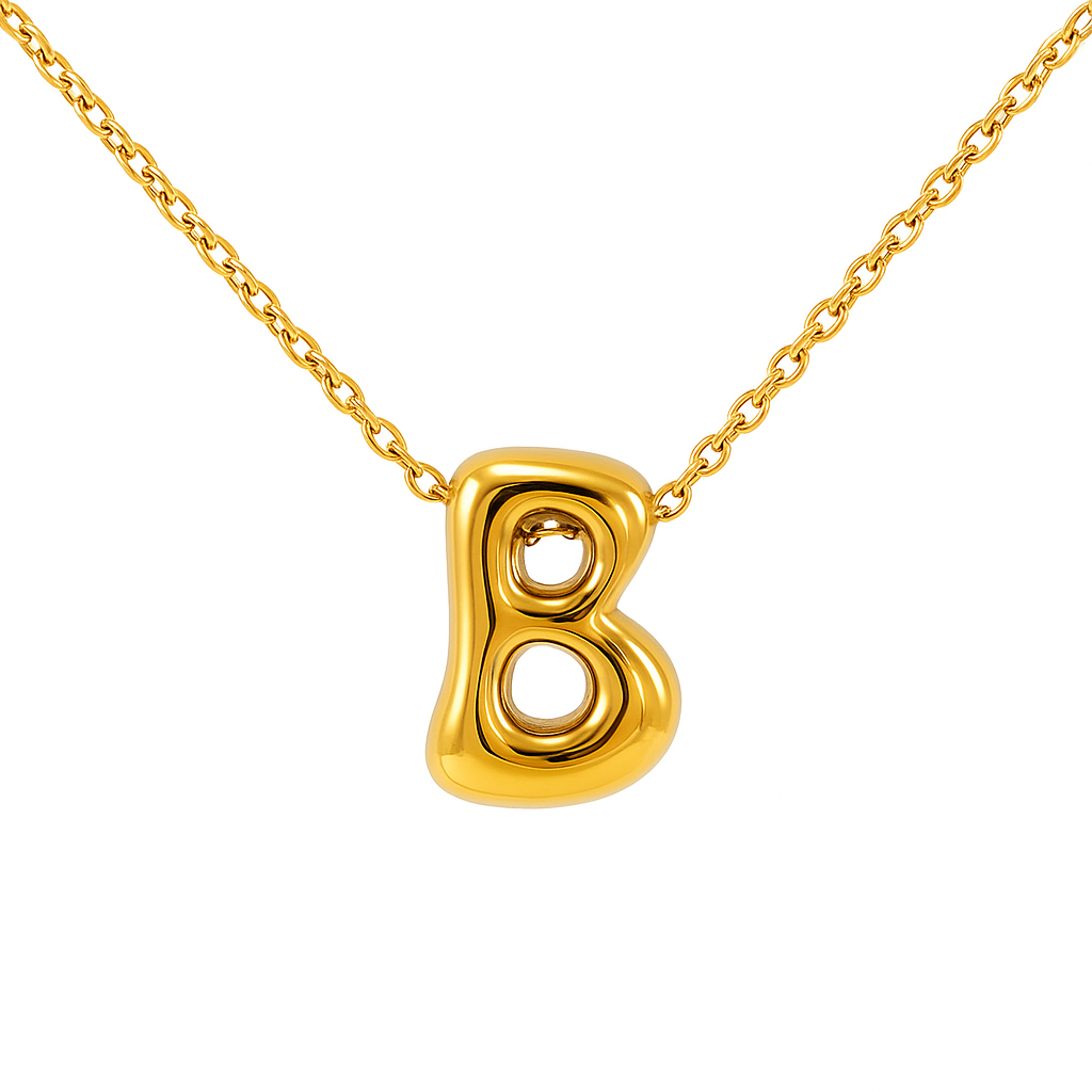 Initial Bubble Letter Necklace