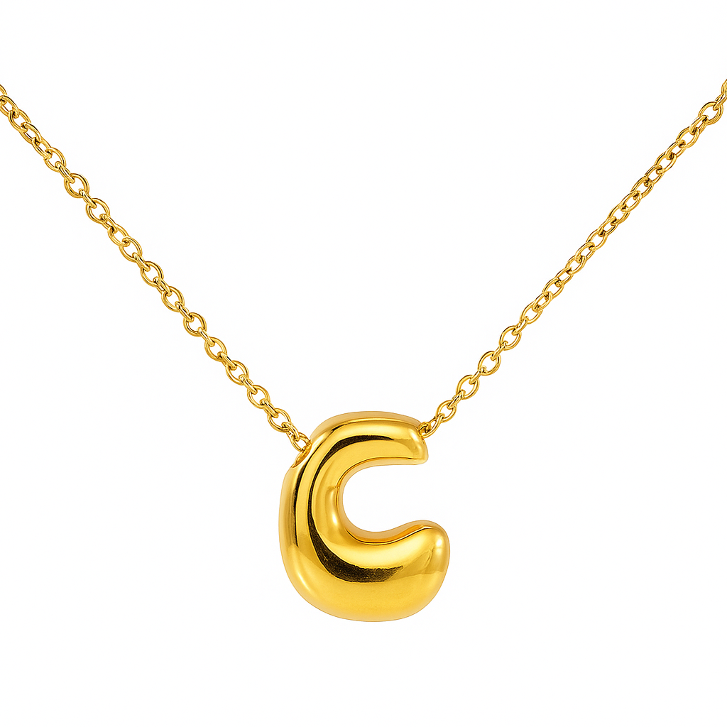 Initial Bubble Letter Necklace