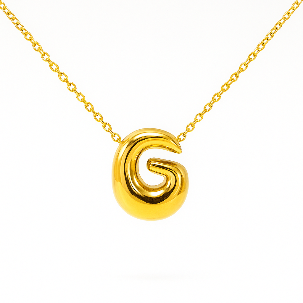 Initial Bubble Letter Necklace