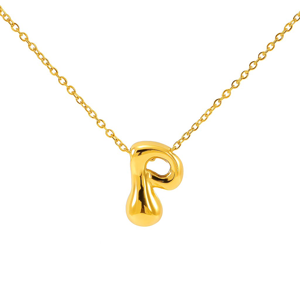 Initial Bubble Letter Necklace