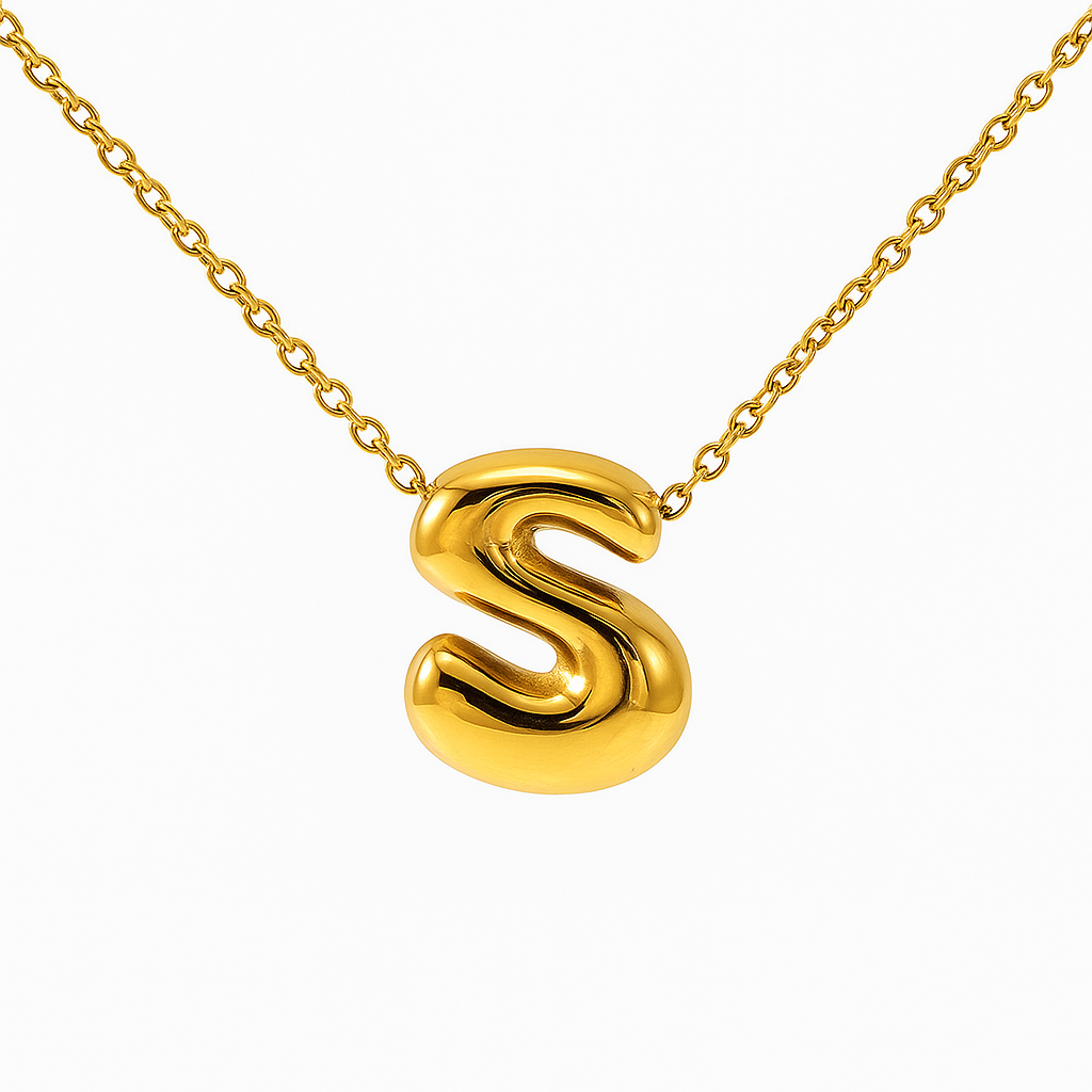 Initial Bubble Letter Necklace