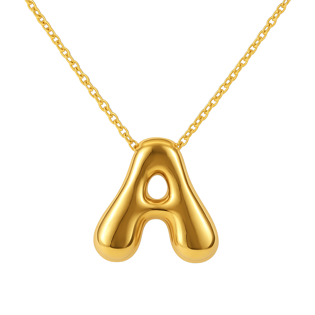 Initial Bubble Letter Necklace